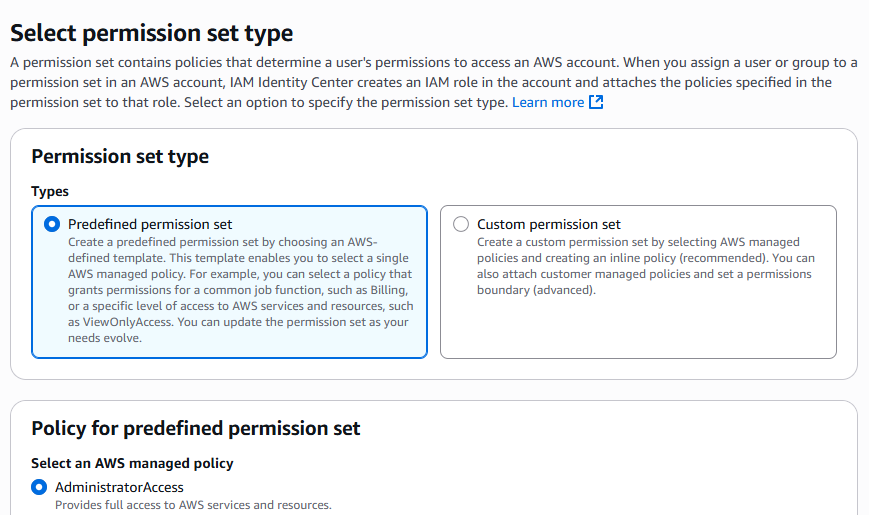 The create permission set menu within the "Assign users or groups" action.